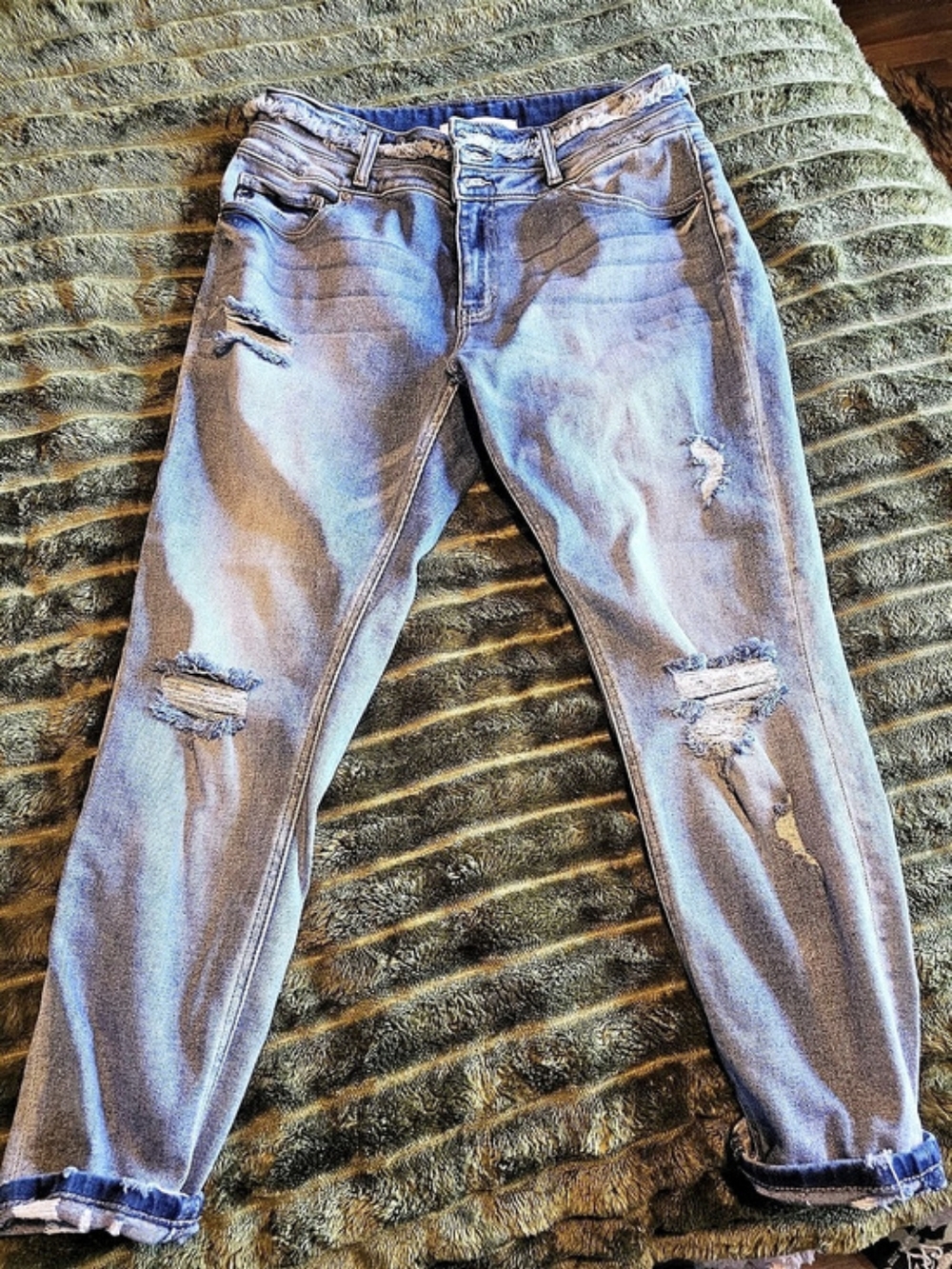 KanCan Curvy KanCan Distressed Skinny Jeans Blue Waist 31 Size 15
